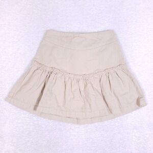 Free People Mini Skirt 2 Lace Up Back Ruffle Khaki Boho Coquette Balletcore